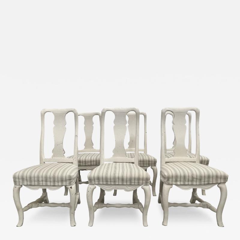 Set of Six Swedish Rococo Dining Chairs