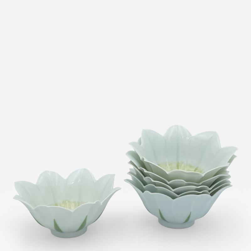 Set of Six Vintage German Lotus Bowls