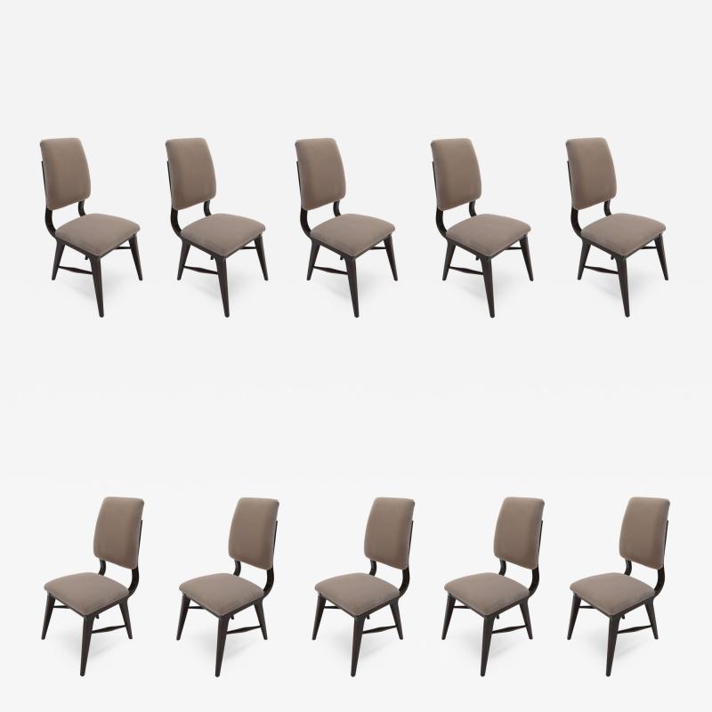 Set of Ten 1970s Brazilian Dining Chairs in Grey Velvet