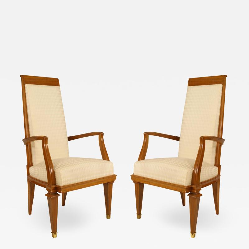 Set of Ten French White Muslin Arm Chairs