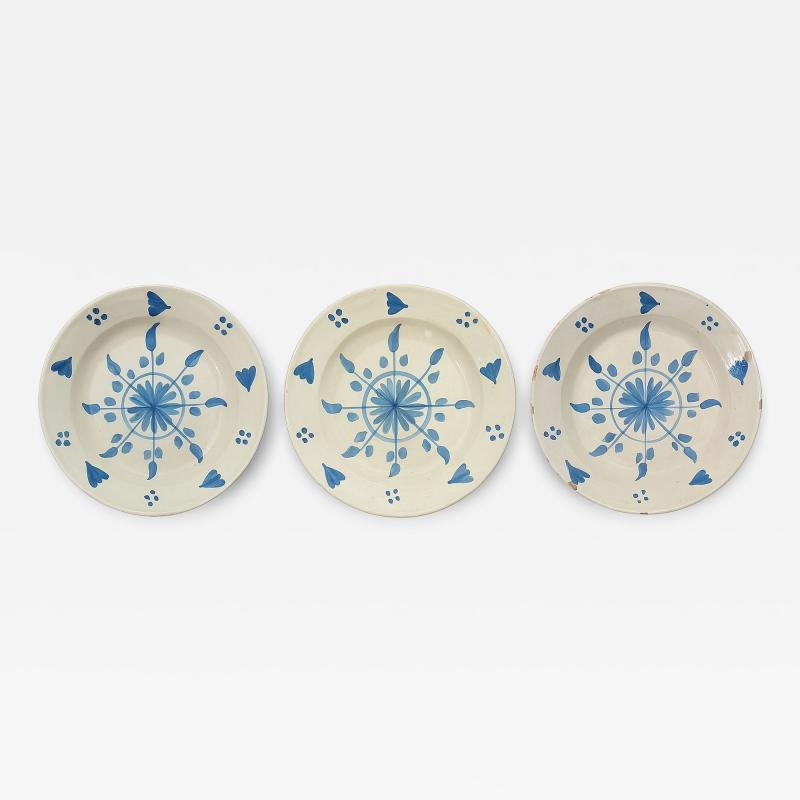 Set of Three 18th c Delft Pinwheel Shallow Bowls