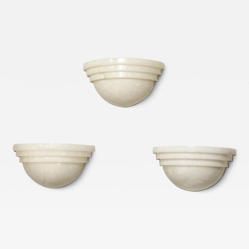 Set of Three Art Deco Skyscraper Style Alabaster Sconces