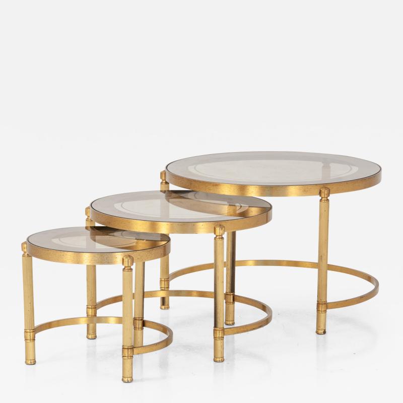 Set of Three Brass Nesting Cocktail Tables