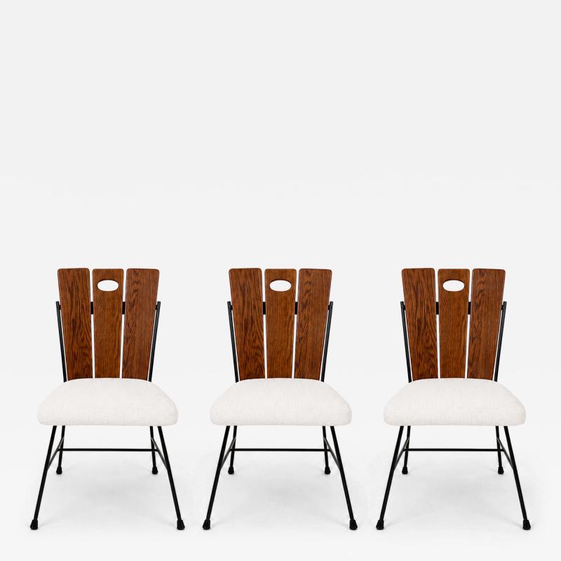 Set of Three Iron and Oak Side Chairs by Richard McCarthy