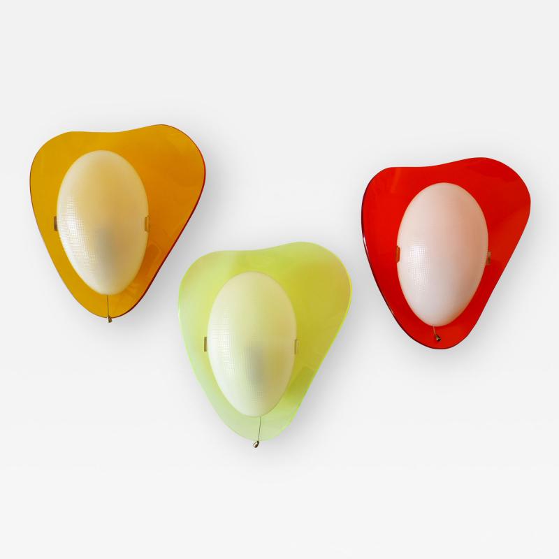 Set of Three Rare Mid Century Modern Lucite Sconces Candies 1960s Germany