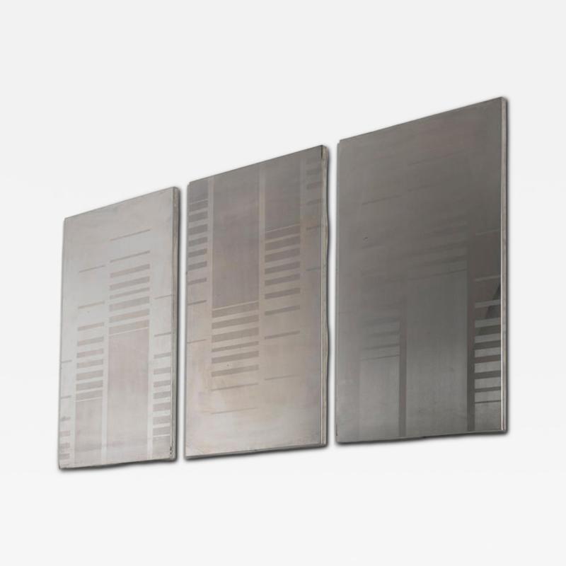 Set of Three Steel Oxidized Wall Panels