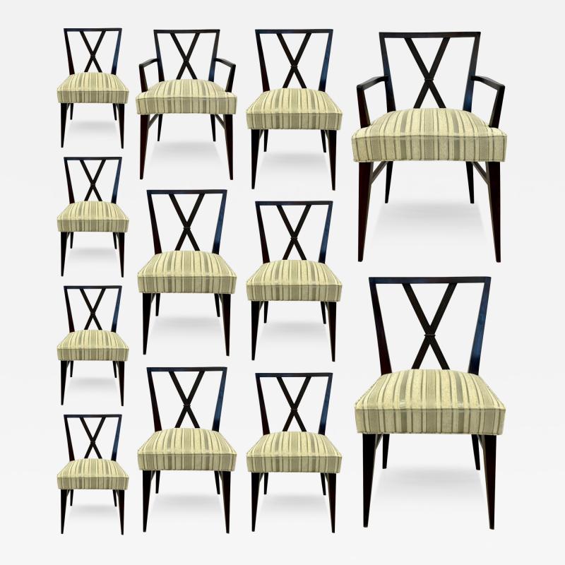 Set of Twelve Mid Century Fully Refinished Dining Chairs