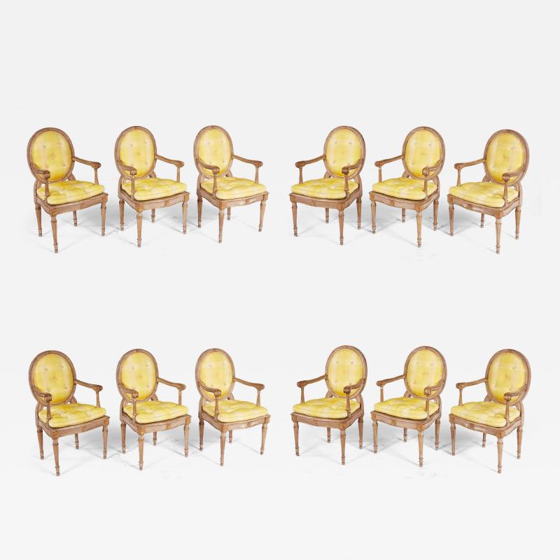 Set of Twelve Painted Italian Armchairs circa 1760