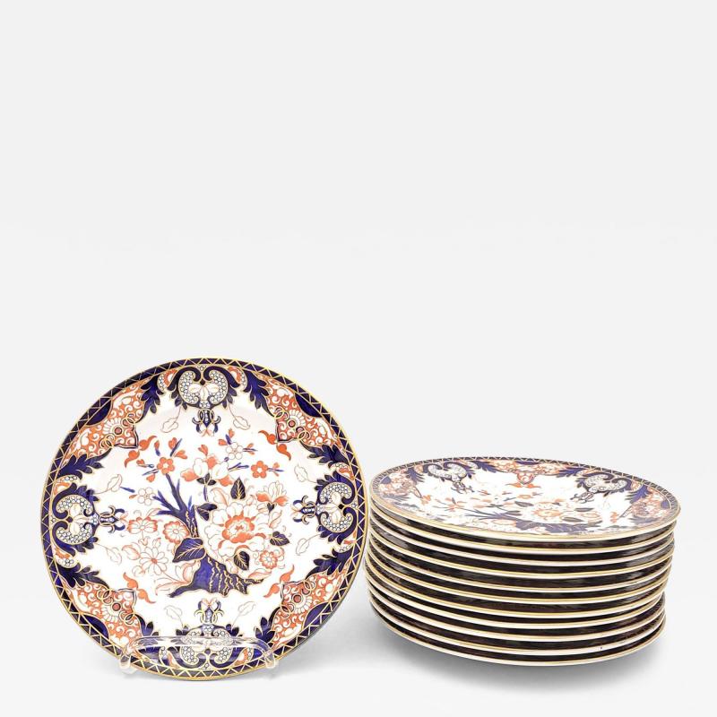 Set of Twelve Royal Crown Derby Plates England circa 1870
