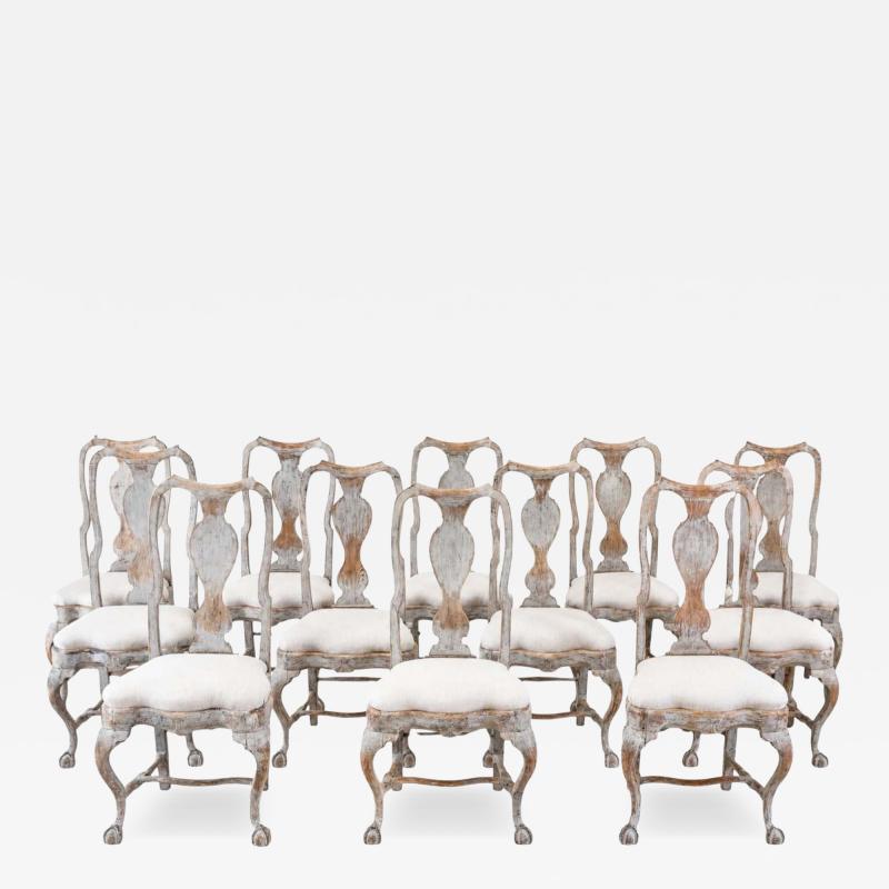 Set of Twelve Swedish Rococo Chairs Lindome circa 1760