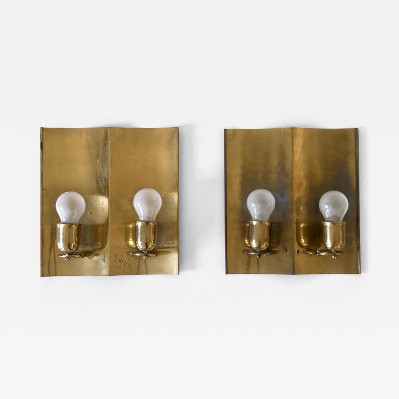 Set of Two Rare Elegant Mid Century Modern Brass Sconces Germany 1950s
