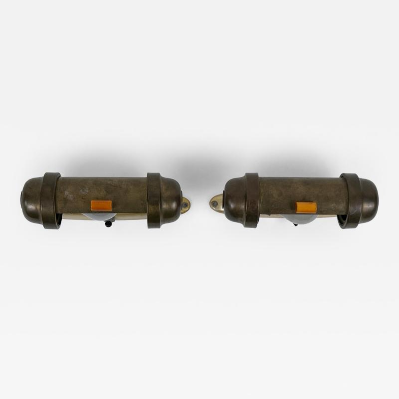 Set of Two Streamline Bauhaus Design Sub Marine Cabinet Sconces Germany 1930s