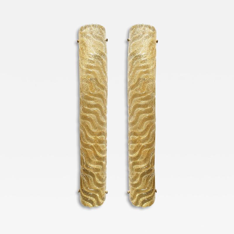Set of Two Venetian Gold Graniglia Murano Glass Wall Sconce