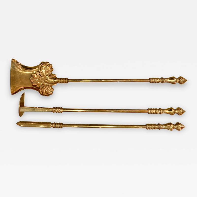 Set of brass fire tools 