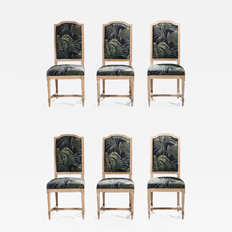 Set of six French Louis XV style chairs 1950