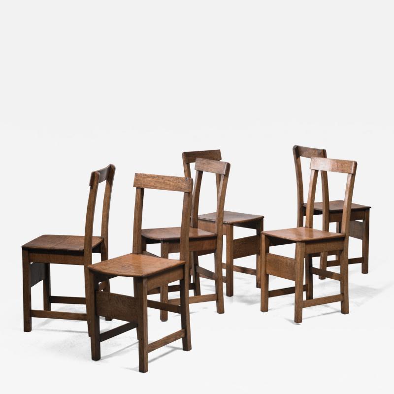 Set of six oak Arts Crafts dining chairs