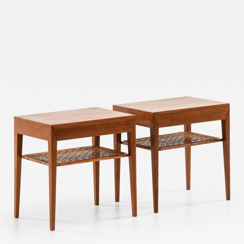Severin Hansen Set of 2 Bedside Tables in Cane and Teak by Severin Hansen 1950s