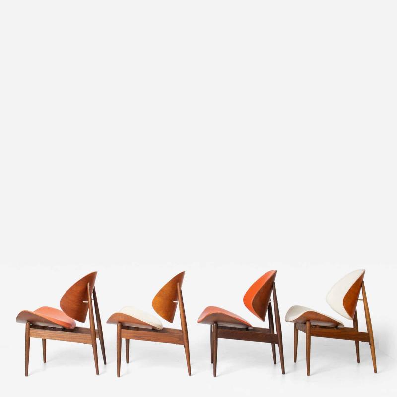 Seymour James Weiner Seymour James Weiner for Kodawood Clam Shell Set of Four Dining Chairs