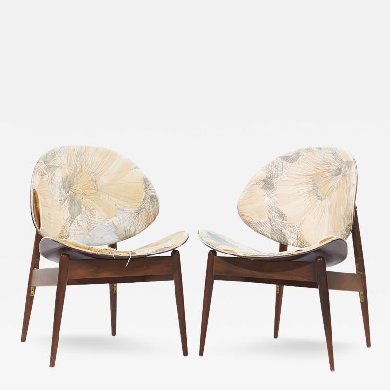 Seymour James Weiner Seymour James Weiner for Kodawood Mid Century Clam Shell Chairs Pair