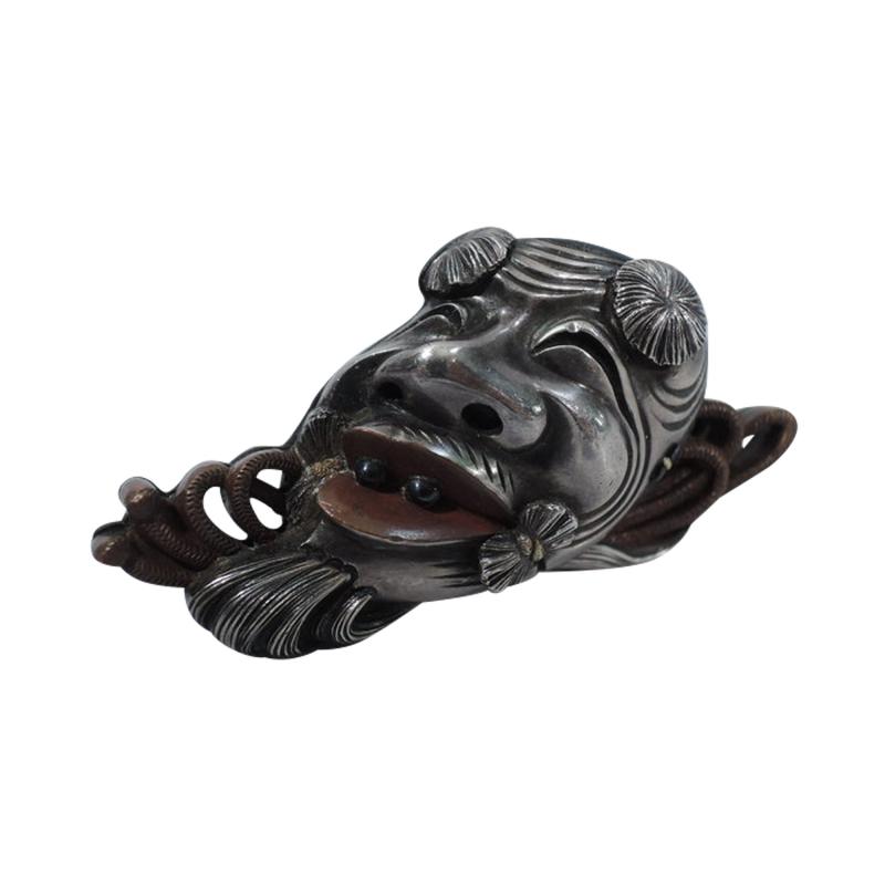 Shakudo Face Brooch Japanese C 1880