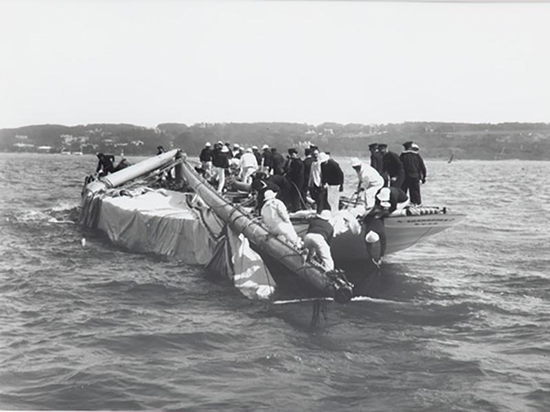Shamrock dismasted by Kirk and sons of the famous j class yacht Shamrock 