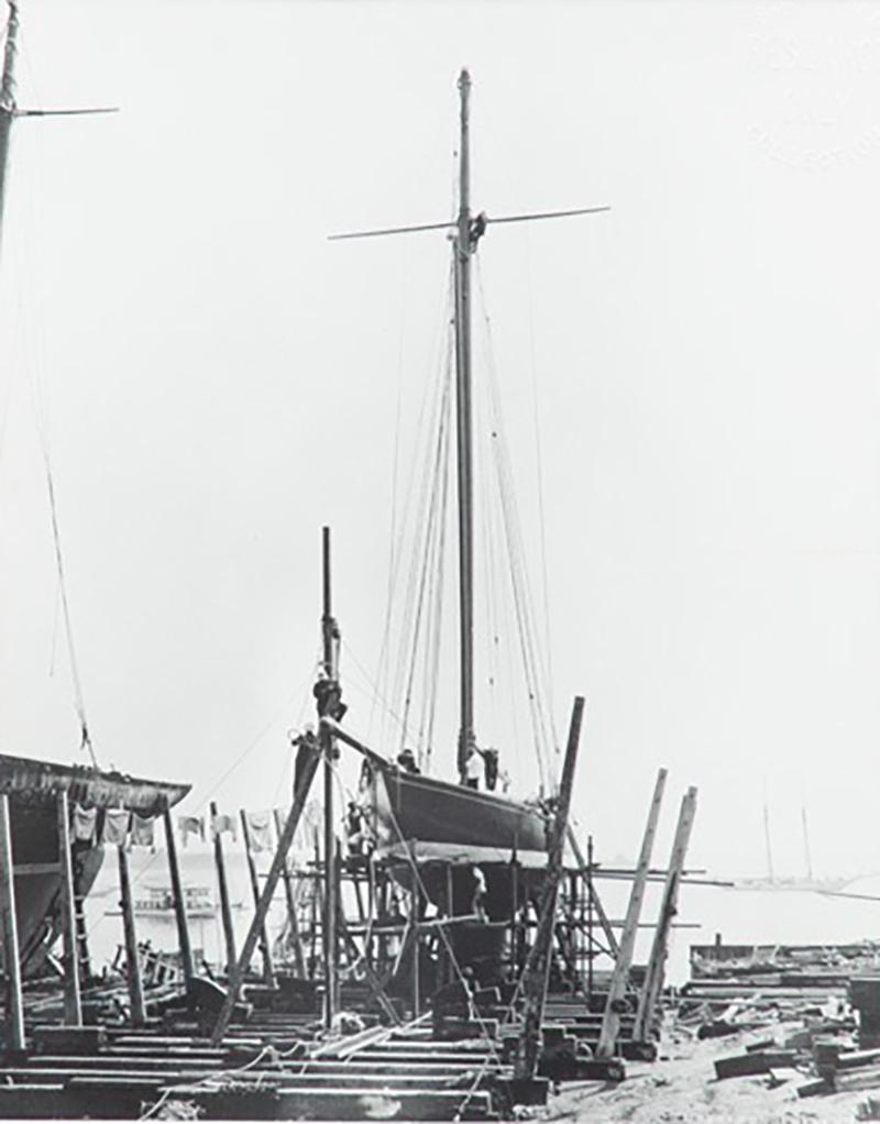 Shamrock on slipway A collection of 5 original gelatin prints by Kirk and sons