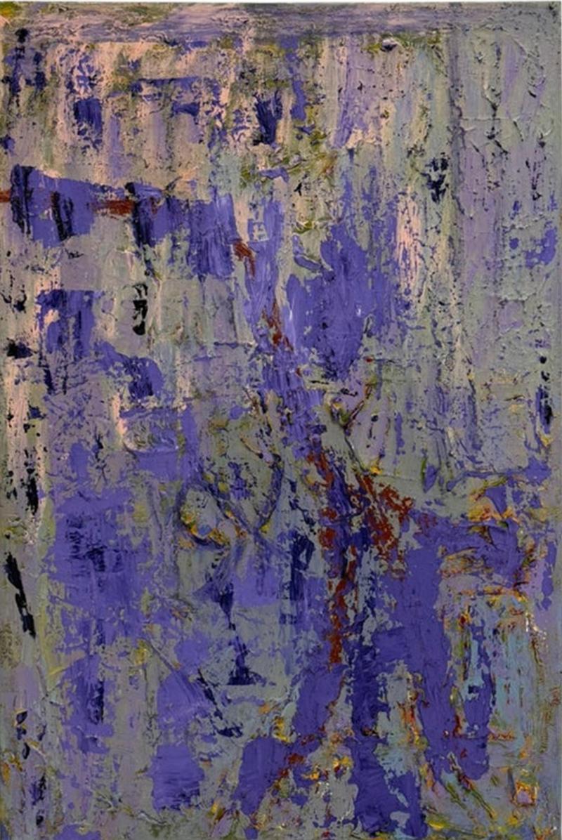 Sharon Cannon Sharon Cannon Lavender Abstract Oil Painting Textural Modern Art