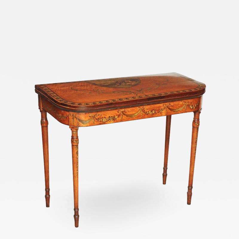 Sheraton Satinwood Painted Card Table