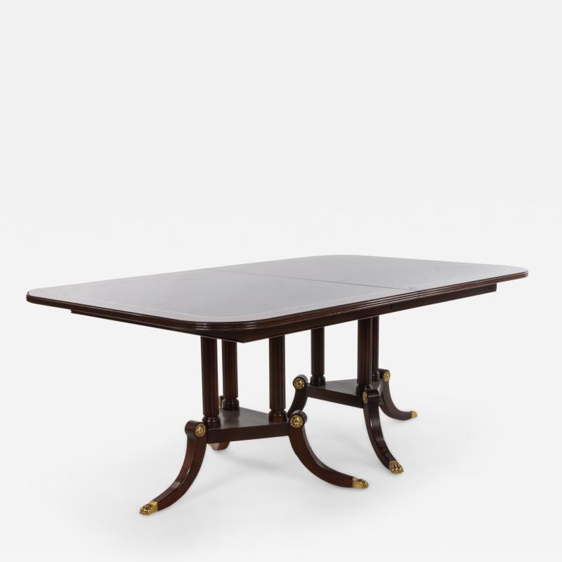 Sheraton Style Mahogany Dining Table with Inlay and Paw Feet