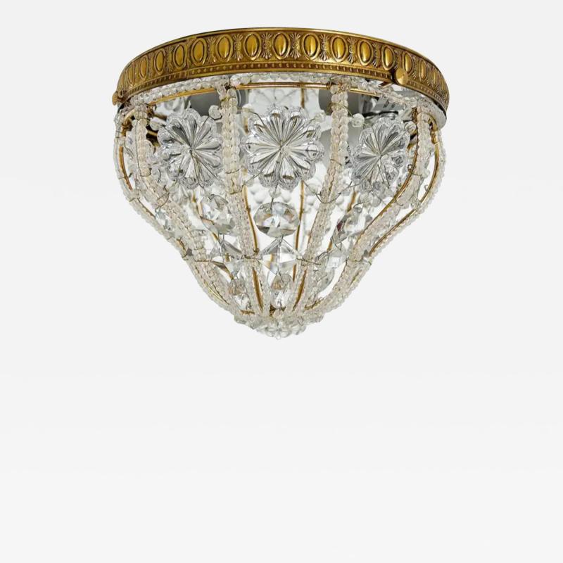 Sherle Wagner International Sherle Wagner Flush Mount Crystal Beaded Lighting Fixture