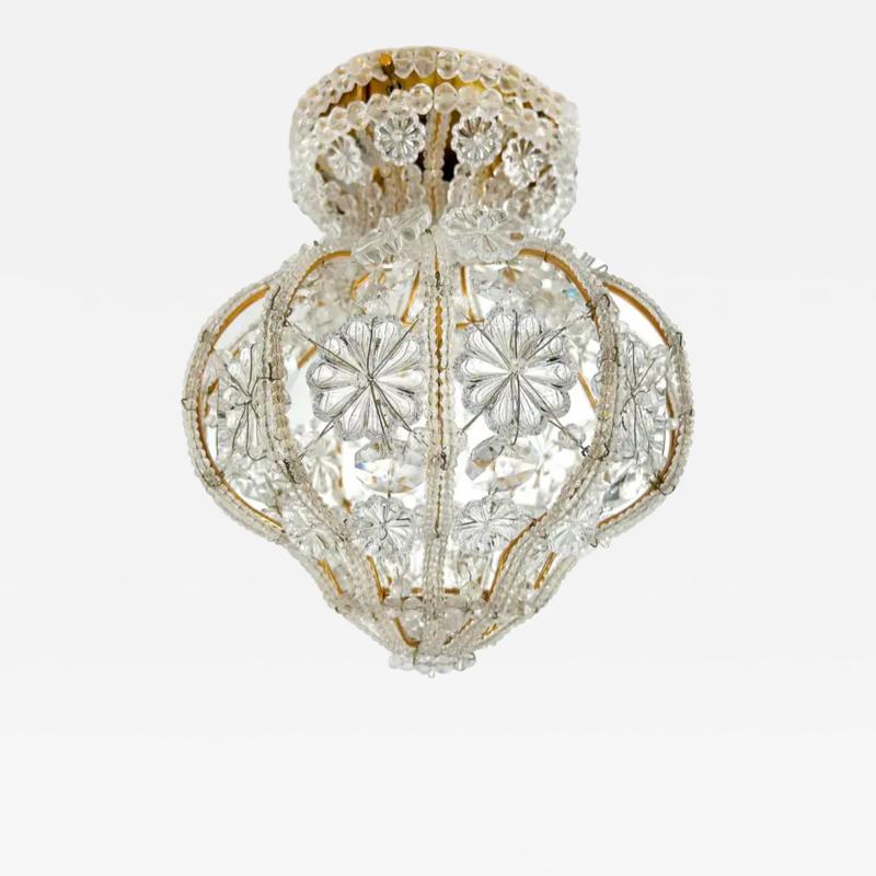 Sherle Wagner International Sherle Wagner Luninaire Flush Mount Crystal Beaded Light Fixture