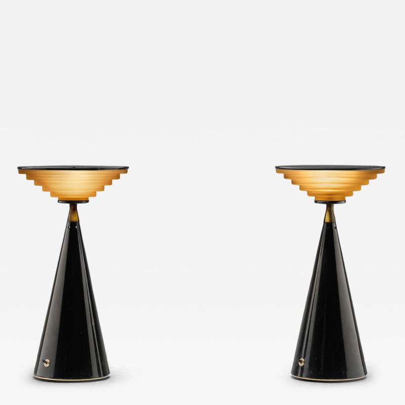 Shigeaki Asahara Pair of Ziggurat Table Lamps by Shigeaki Asahara for Stilnovo Italy 1980s