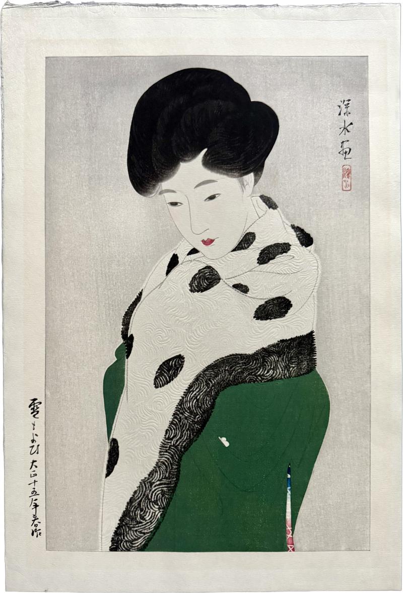 Shinsui Ito Japanese Large Woodblock Print It Looks Like Snow by Ito Shinsui
