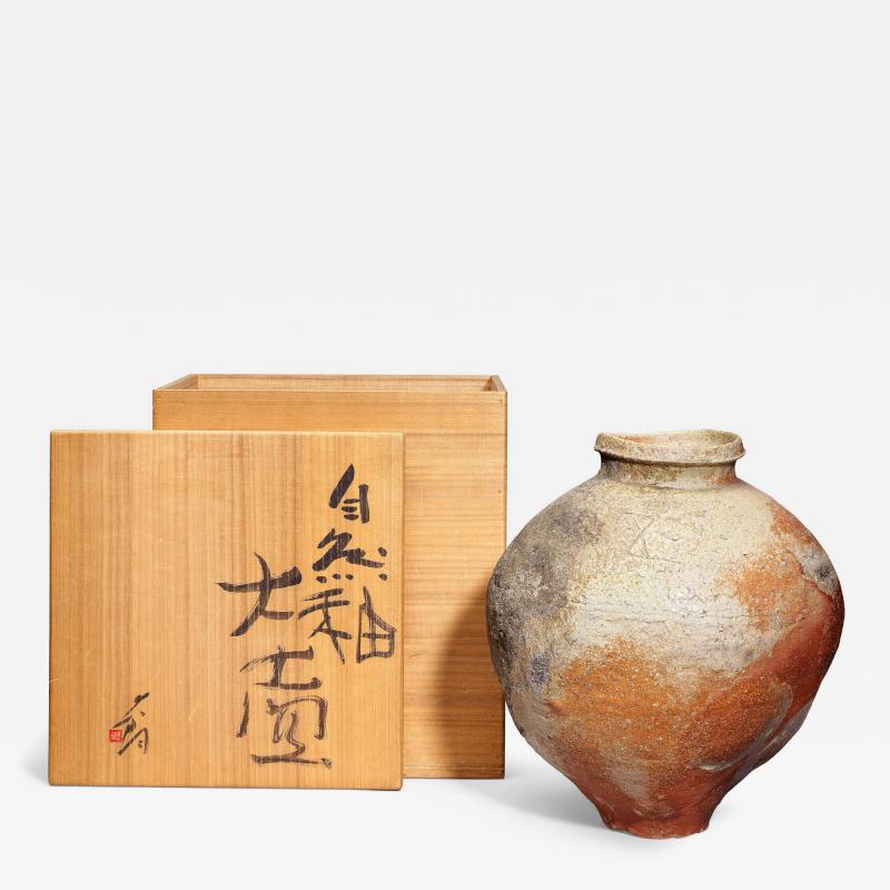 Shiro Tsujimura Large Japanese Contemporary Shigaraki Tsubo with Tomobako by Shiro Tsujimura
