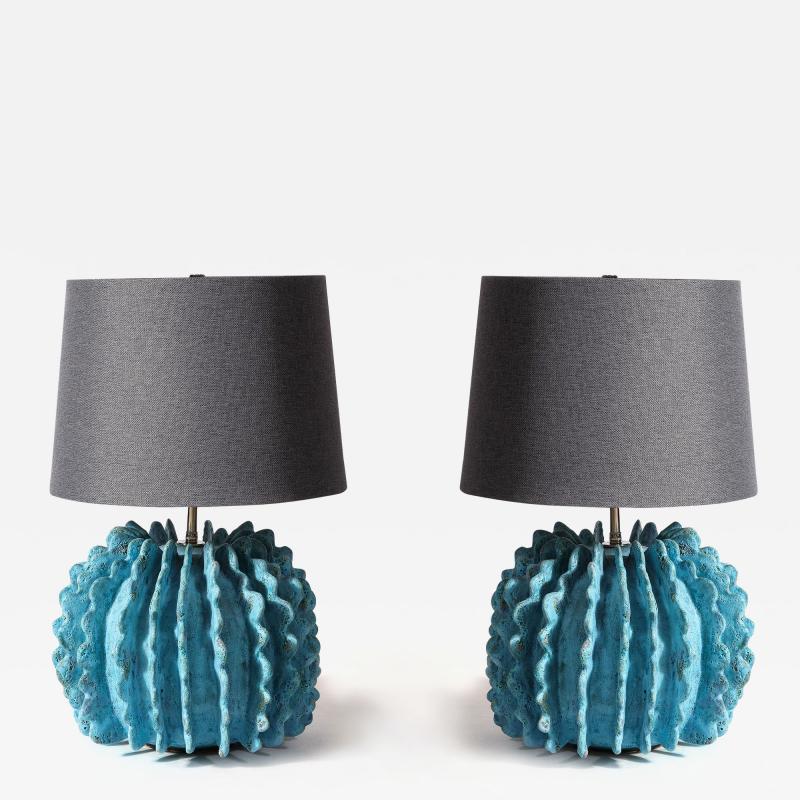 Shizue Imai Pair of Turquoise Lamps