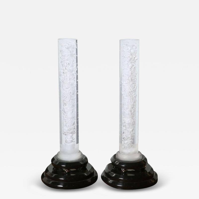 Shlomi Haziza Pair of Haziza Lucite Bubble Lamps