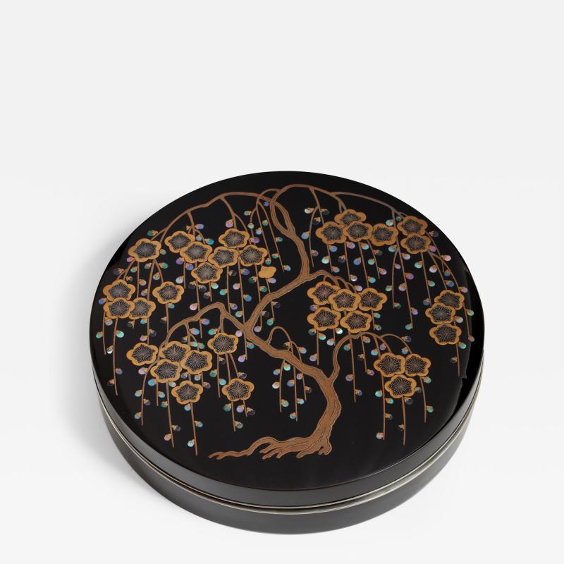 Shoso Yasuhara Round Writing Box with Plum Tree T 4429