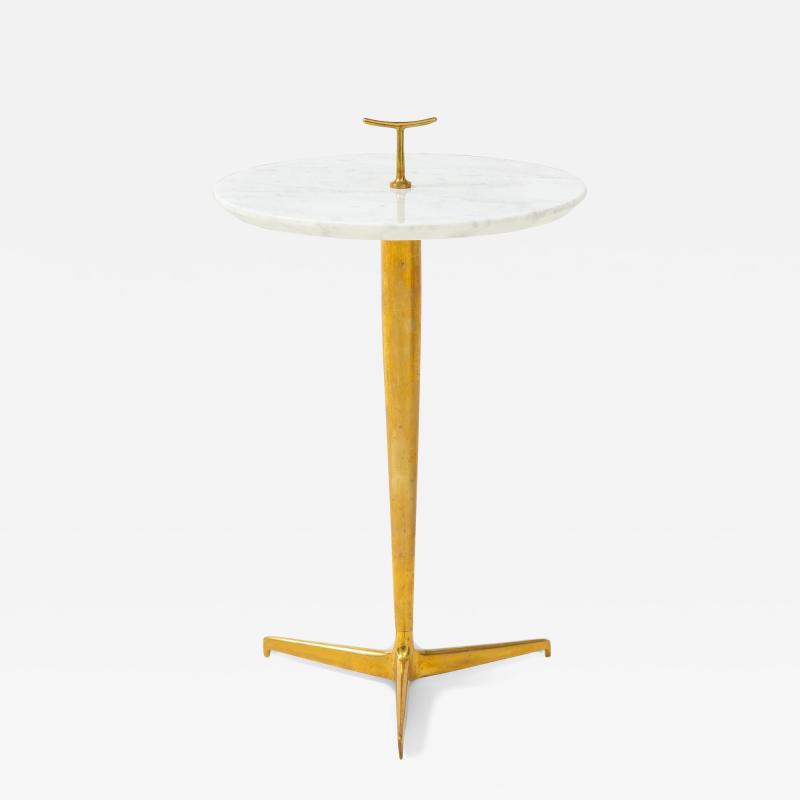 Side Table in Carrara Marble and Brass