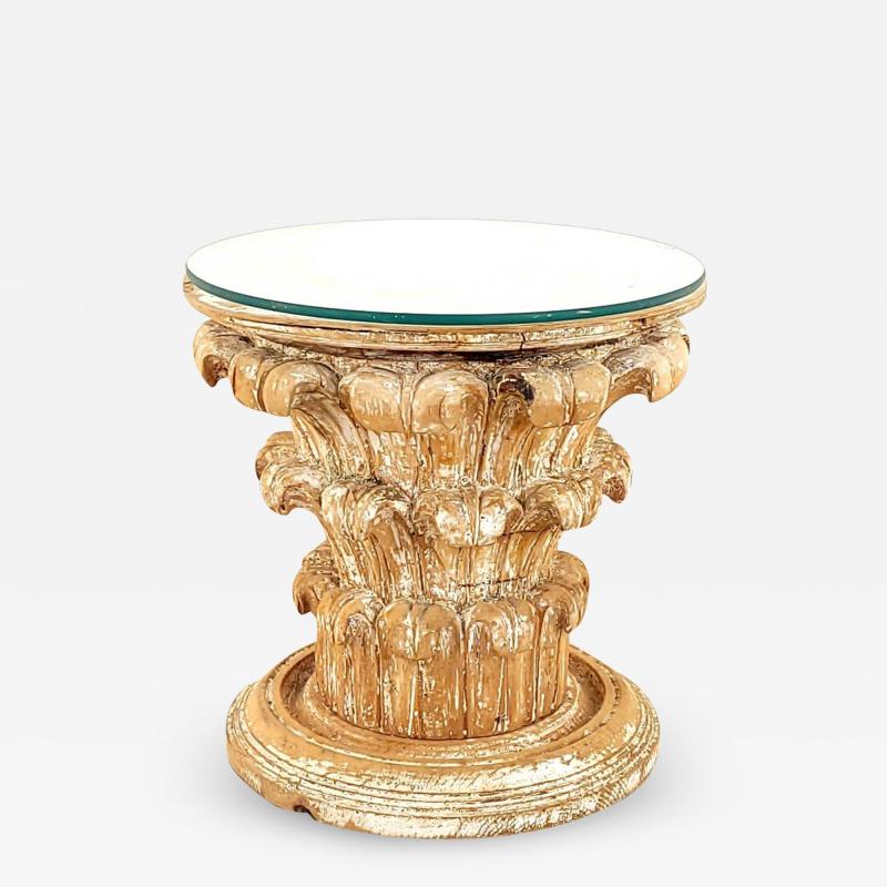Side Table with Antique Elements Featuring a Column Capital Small Size