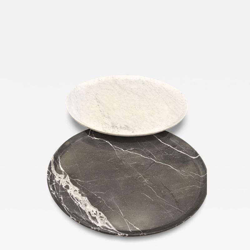 Side Tables Tray in Carrara and Marquina Marble