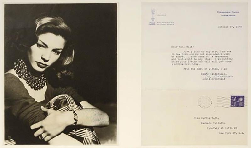 Signed and inscribed studio portrait BY LAUREN BACALL