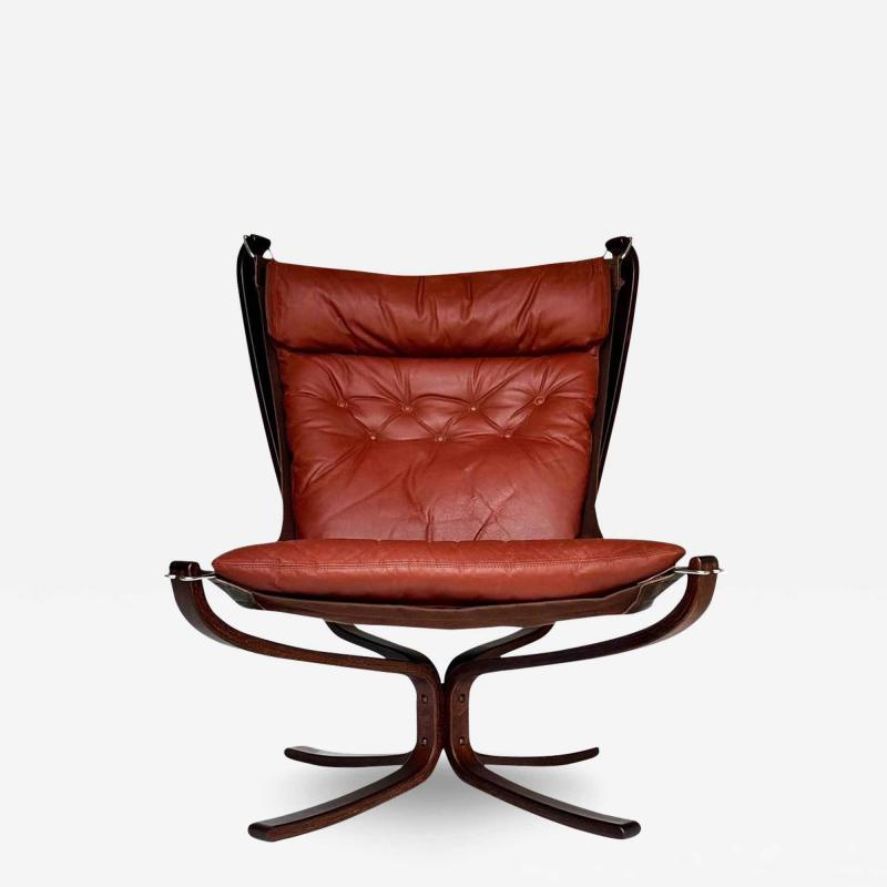 Sigurd Ressell Mid Century Danish Modern Sling Lounge Chair in Rosewood and Burgundy Leather