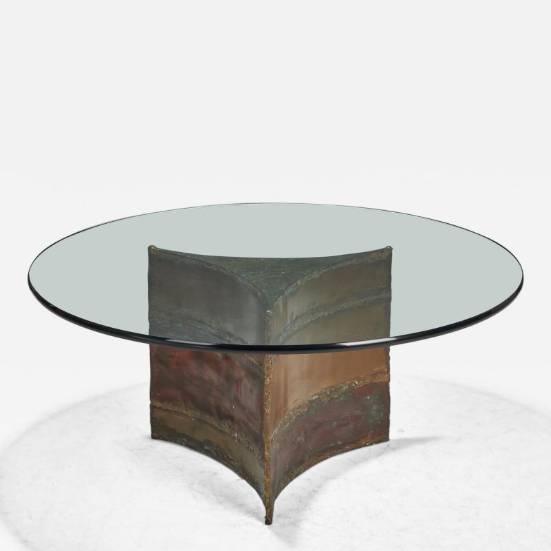 Silas Seandel Coffee Table with Enamelled Metal and Glass USA 1970s