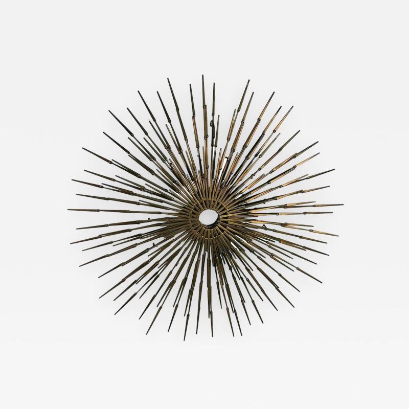 Silas Seandel - Gorgeous Brutalist Goldtone Metal Starburst Wall Sculpture