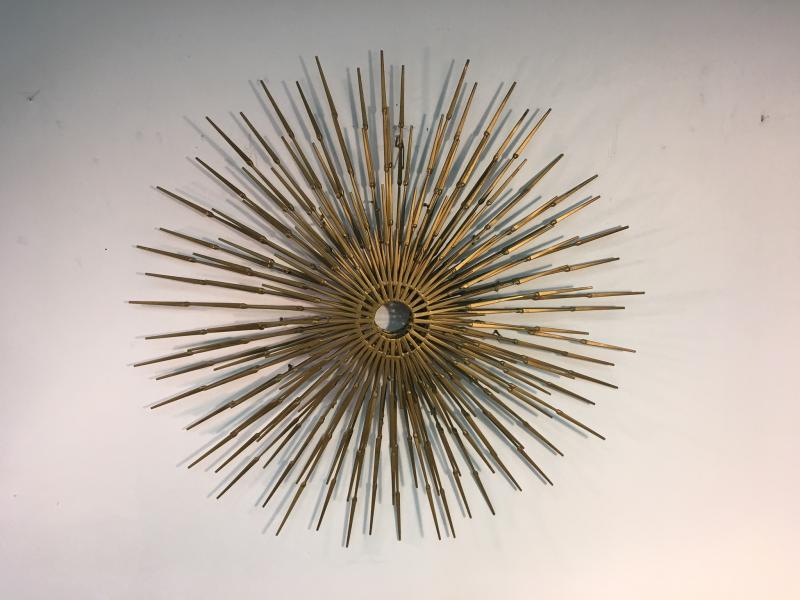 Silas Seandel - Gorgeous Brutalist Goldtone Metal Starburst Wall Sculpture