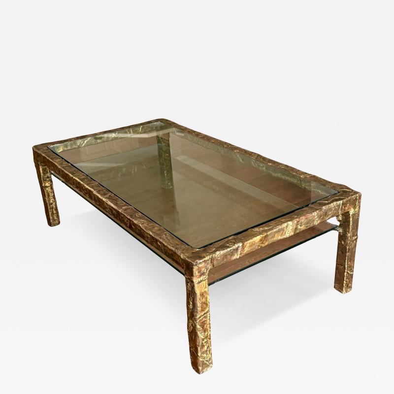 Silas Seandel Large Mid Century Double Tier Bronze Coffee Table by Silas Seandel 1970 Signed
