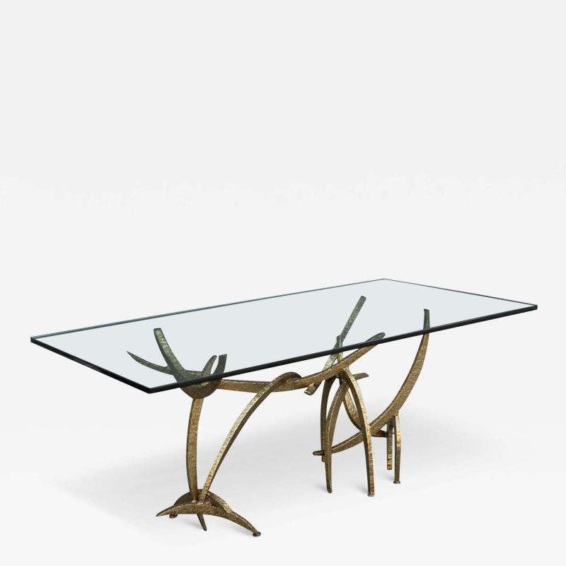 Silas Seandel Rare Early Silas Seandel Ortega Dining Table in Cut Brazed Welded Bronze 1973