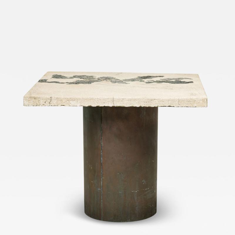 Silas Seandel Silas Seandel Concrete and Bronze Terra Breakfast Card Game Table