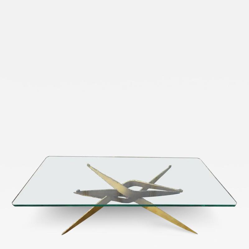 Silas Seandel Stylish Silas Seandel Style Torch Cut Steel Coffee Table 1970s