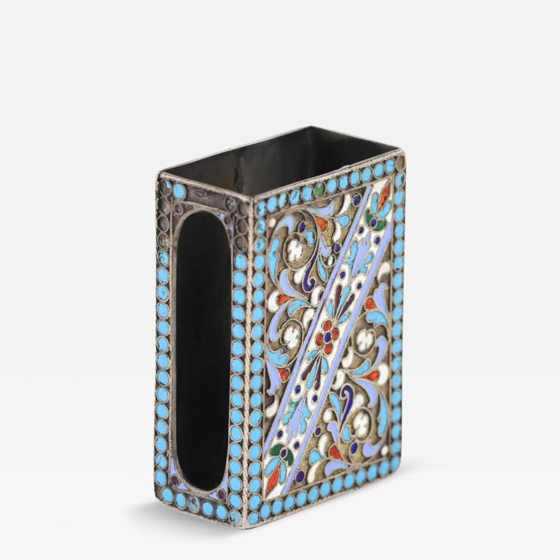 Silver Filigree And Polychrome Enamel Vesta Case 